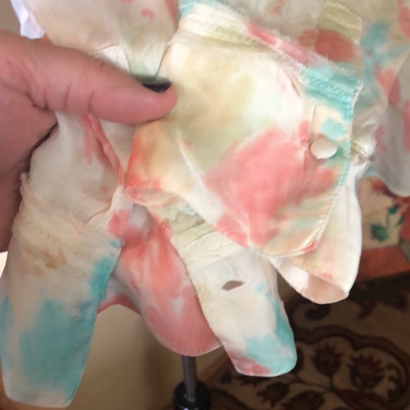 ZADIG & VOLTAIRE size Medium Popover Ethereal TieDye Round Hem Soft VNeck $289 - Picture 7 of 13